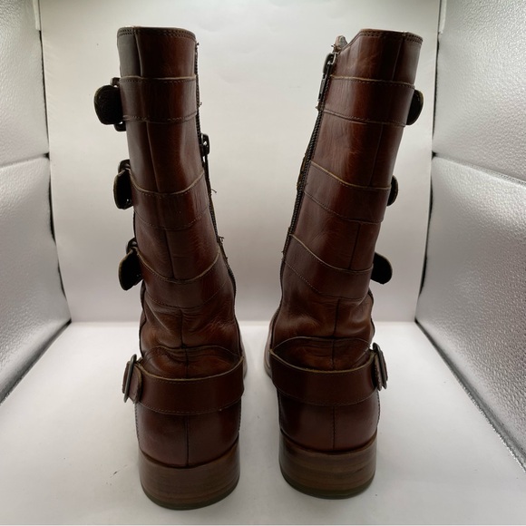 Wolverine 1883 Cognac Leather Square Toe Buckle Moto Size 7 M F8 - Picture 3 of 6